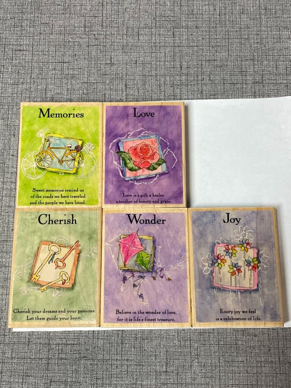 5 VTG Stamps Happen Wood Mounted Stamps Flavia's Legacy New Old Stock